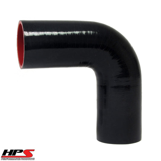 HPS 2.5" ID High Temp 4-ply Reinforced Silicone 90 Degree Elbow Coupler Hose Black (63mm ID)