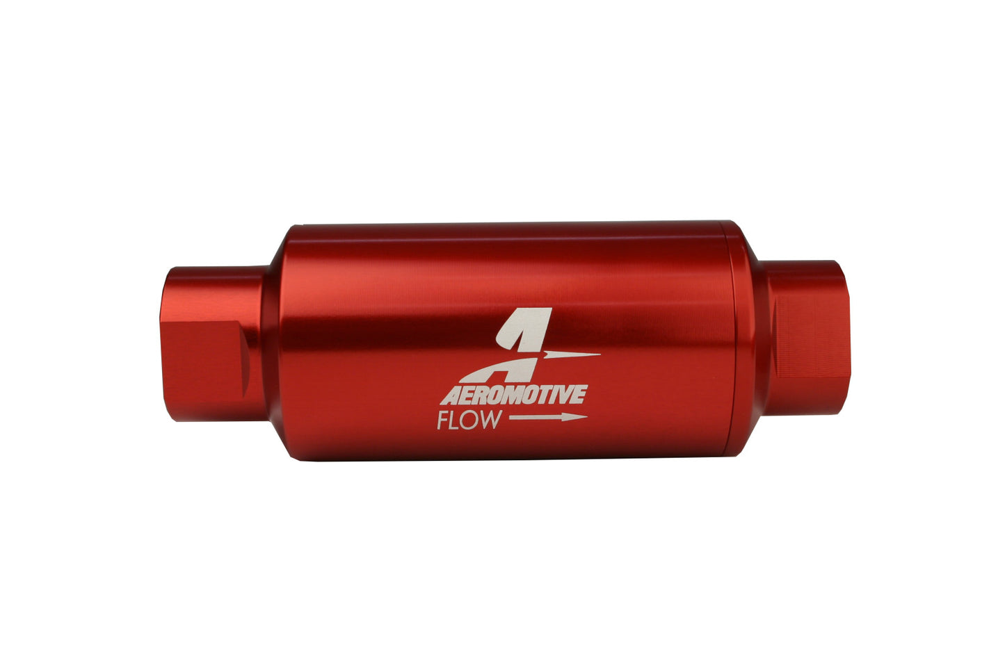 Aeromotive Filter, In-Line, 40-m Stainless Mesh Element, ORB-10 Port, Bright-Dip Red, 2" OD